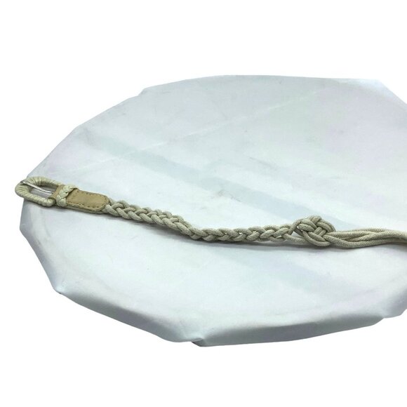 Vtg Braided Knotted Woven Skinny Belt Women Large Off White Bohemian Boho Hippie main image 6